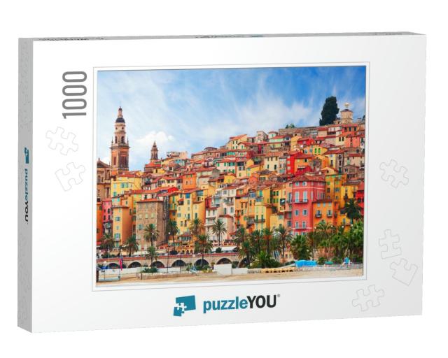 View on Old Part of Menton, Provence-Alpes-Cote Dazur, Fr... Jigsaw Puzzle with 1000 pieces
