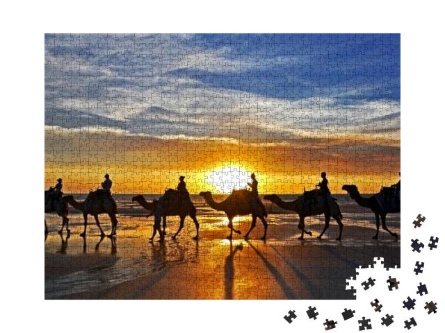 Broome Beach Camel Tour... Jigsaw Puzzle with 1000 pieces