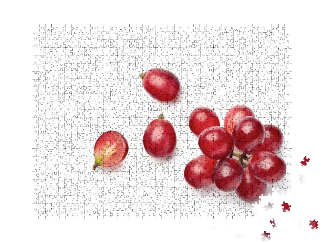 Flat Lay Top View of Red Grape on White Background... Jigsaw Puzzle with 1000 pieces