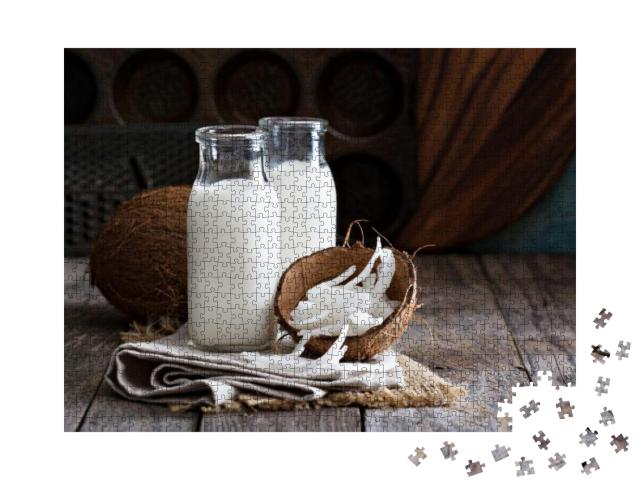 Coconut Vegan Milk Non Dairy in Different Bottles with Co... Jigsaw Puzzle with 1000 pieces