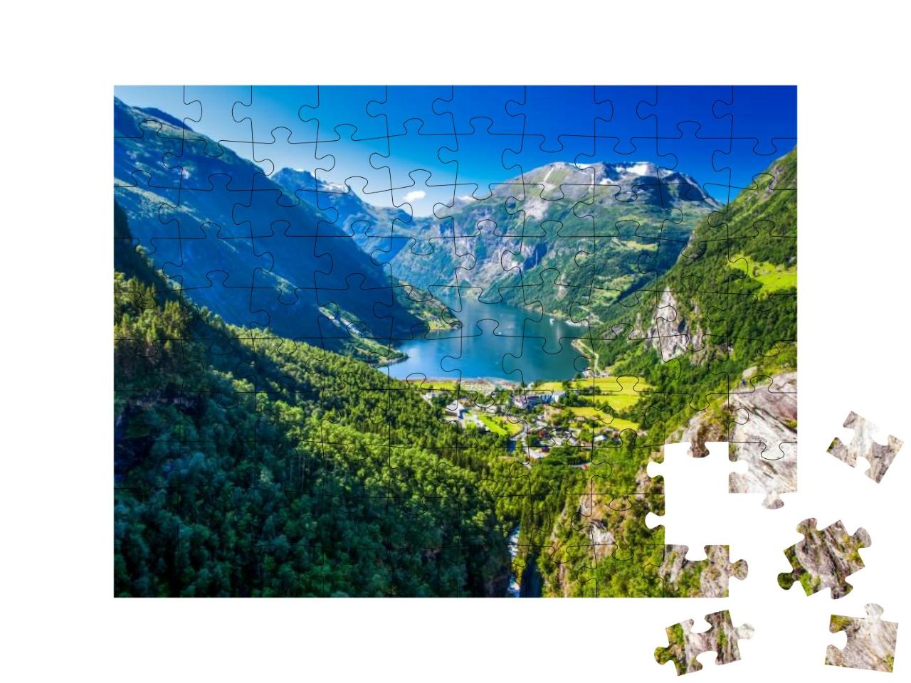 View of Geirangerfjord in Norway, Europe... Jigsaw Puzzle with 100 pieces