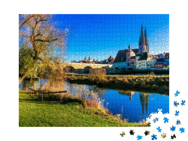 Travel in Germany - Beautiful Town Regensburg Over Danube... Jigsaw Puzzle with 1000 pieces