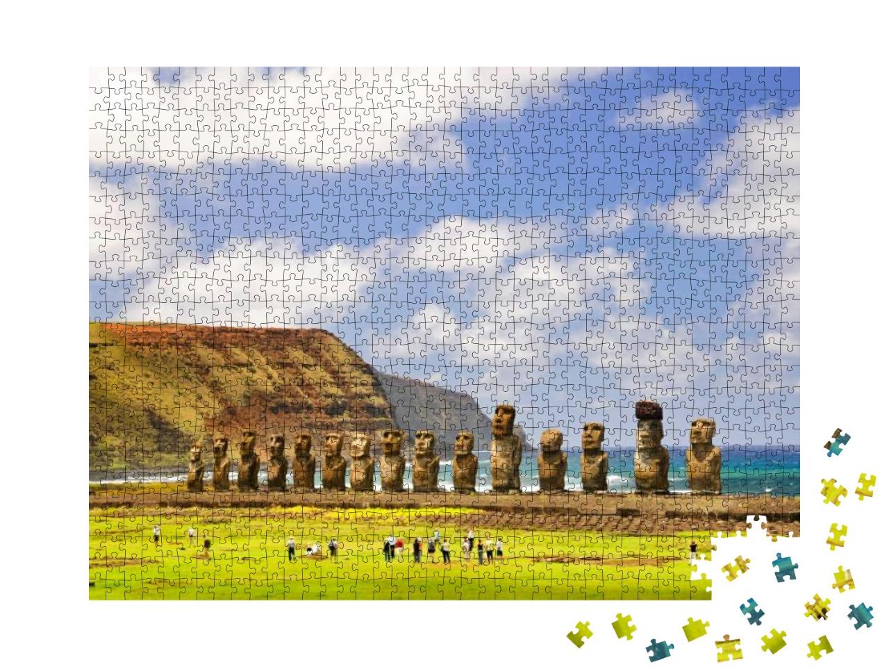 Chile - February 6 Moais of Ahu Tongariki on Easter Islan... Jigsaw Puzzle with 1000 pieces