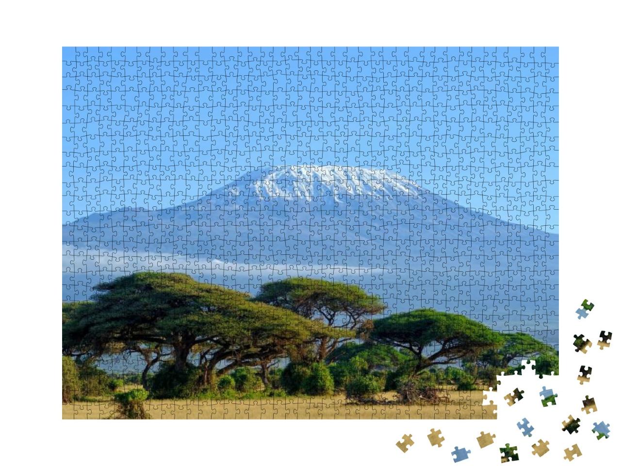 Snow on Top of Mount Kilimanjaro in Amboseli... Jigsaw Puzzle with 1000 pieces