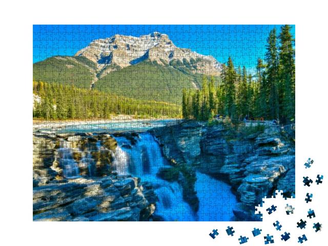 Athabasca Falls in Autumn, Jasper National Park, Alberta... Jigsaw Puzzle with 1000 pieces