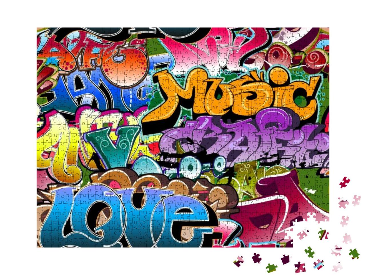 Graffiti Urban Wall Background... Jigsaw Puzzle with 1000 pieces
