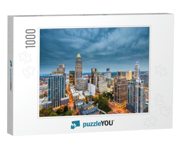 Charlotte, North Carolina, USA Uptown Skyline At Twilight... Jigsaw Puzzle with 1000 pieces