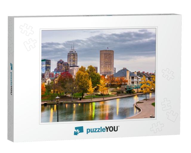 Indianapolis, Indiana, USA Downtown Cityscape on the White... Jigsaw Puzzle
