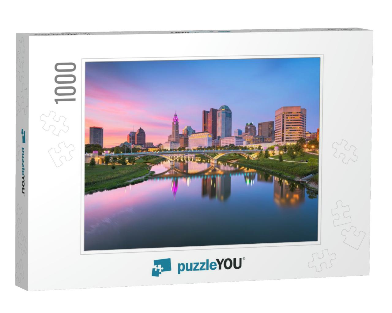 Columbus, Ohio, USA Skyline on the River At Dusk... Jigsaw Puzzle with 1000 pieces