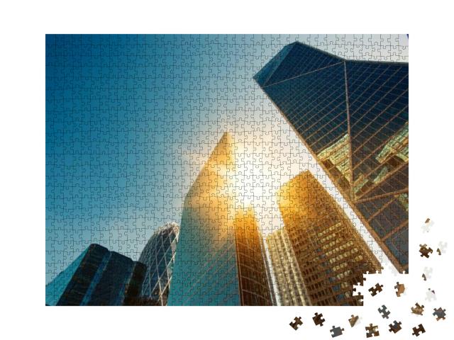 Skyscraper Glass Facades on a Bright Sunny Day with Sunbe... Jigsaw Puzzle with 1000 pieces