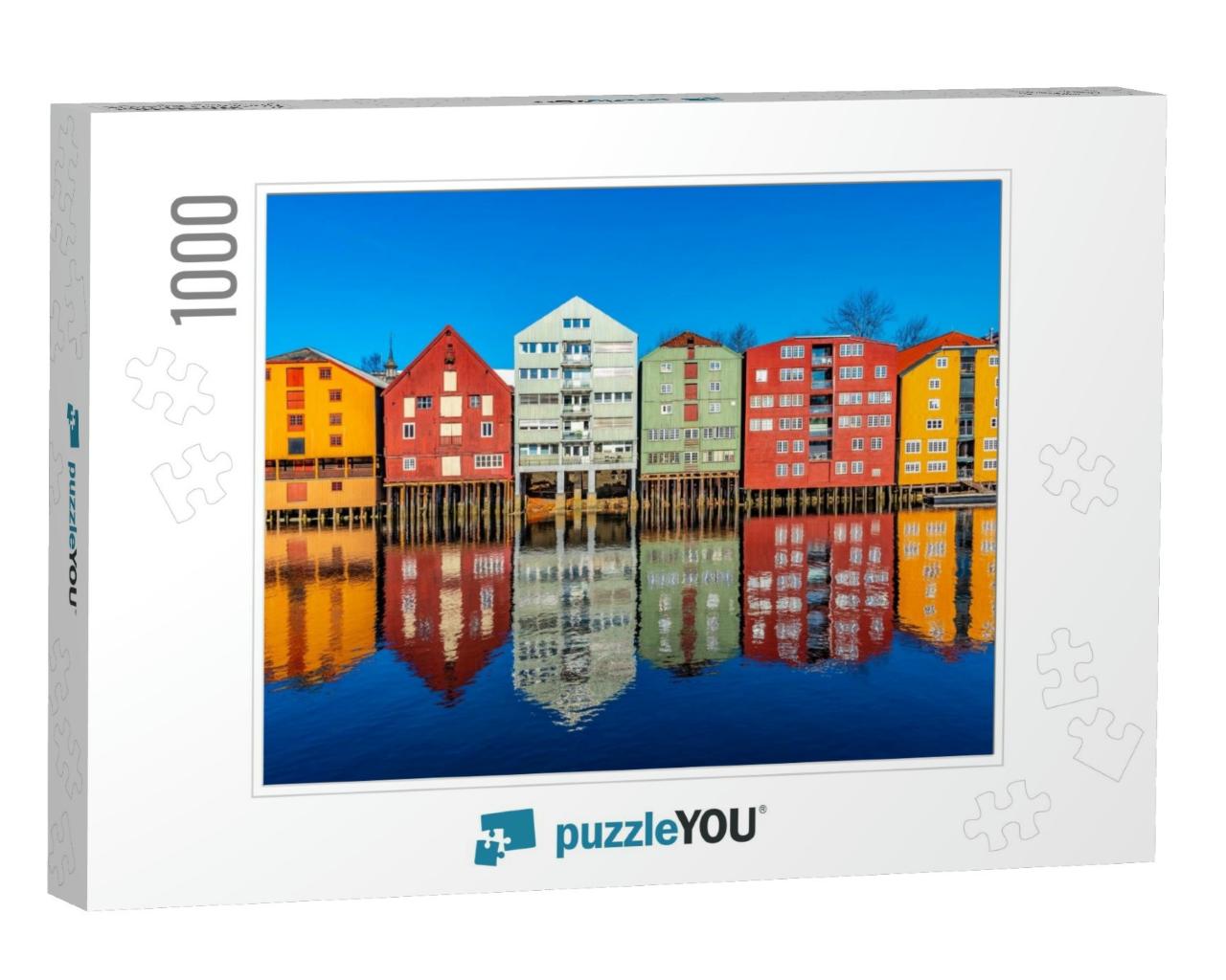 Colorful Timber Houses Surrounding River Nidelva in the B... Jigsaw Puzzle with 1000 pieces