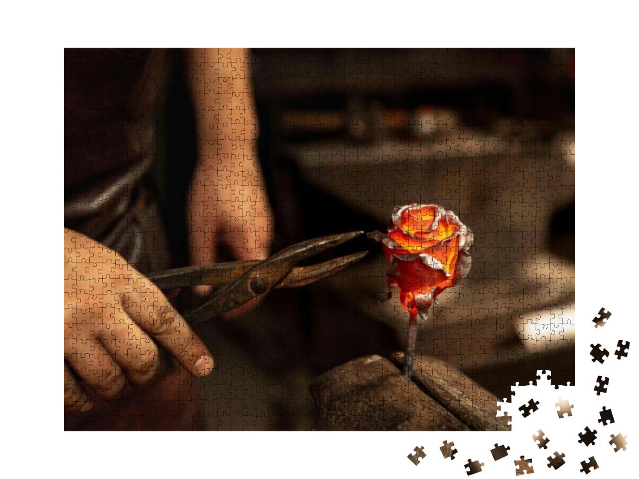 Making Iron, Metal Flower. Bearded Man, Blacksmith Manual... Jigsaw Puzzle with 1000 pieces