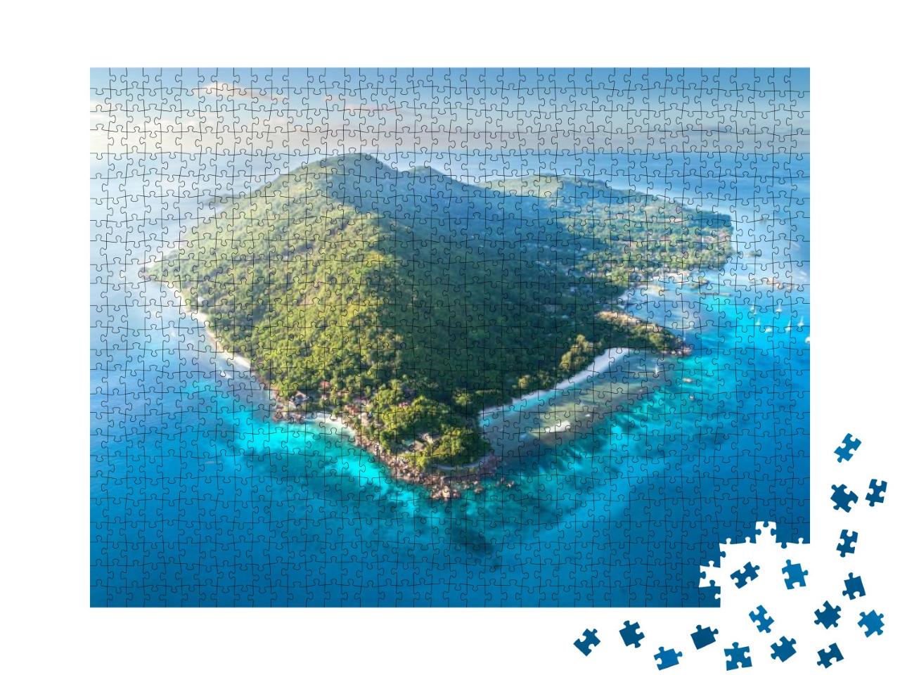 Seychelles, La Digue Island, Aerial Drone Photo... Jigsaw Puzzle with 1000 pieces