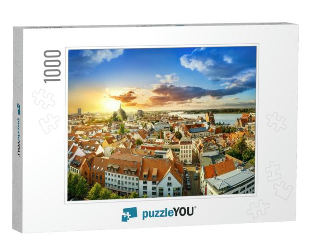 The City Center of Rostock While Sunset, Germany... Jigsaw Puzzle with 1000 pieces