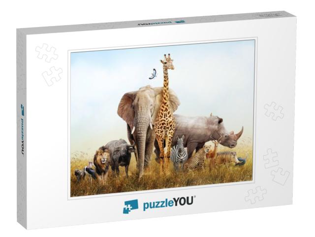 Large Group of African Safari Animals Composited Together... Jigsaw Puzzle