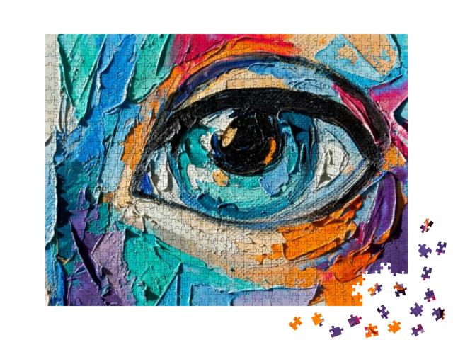 Oil Portrait Painting in Multicolored Tones. Abstract Pic... Jigsaw Puzzle with 1000 pieces