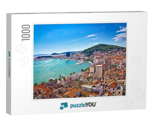 Split Waterfront & Marjan Hill Aerial View, Dalmatia, Cro... Jigsaw Puzzle with 1000 pieces