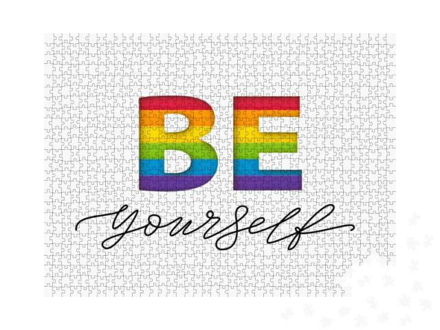 Be Yourself Quote. Lgbt Rainbow Pride Flag. Paper... Jigsaw Puzzle with 1000 pieces