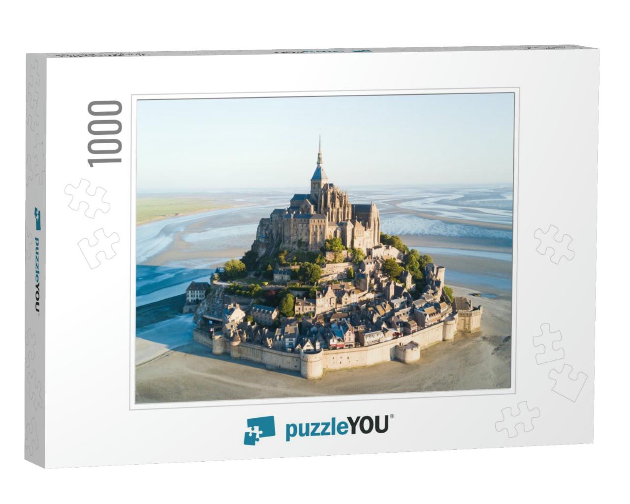 Le Mont Saint-Michel Tidal Island in Beautiful Twilight A... Jigsaw Puzzle with 1000 pieces