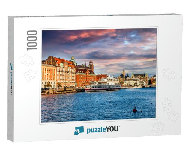 Beautiful Cityscape, Malmo Sweden, Canal At Sunset... Jigsaw Puzzle with 1000 pieces