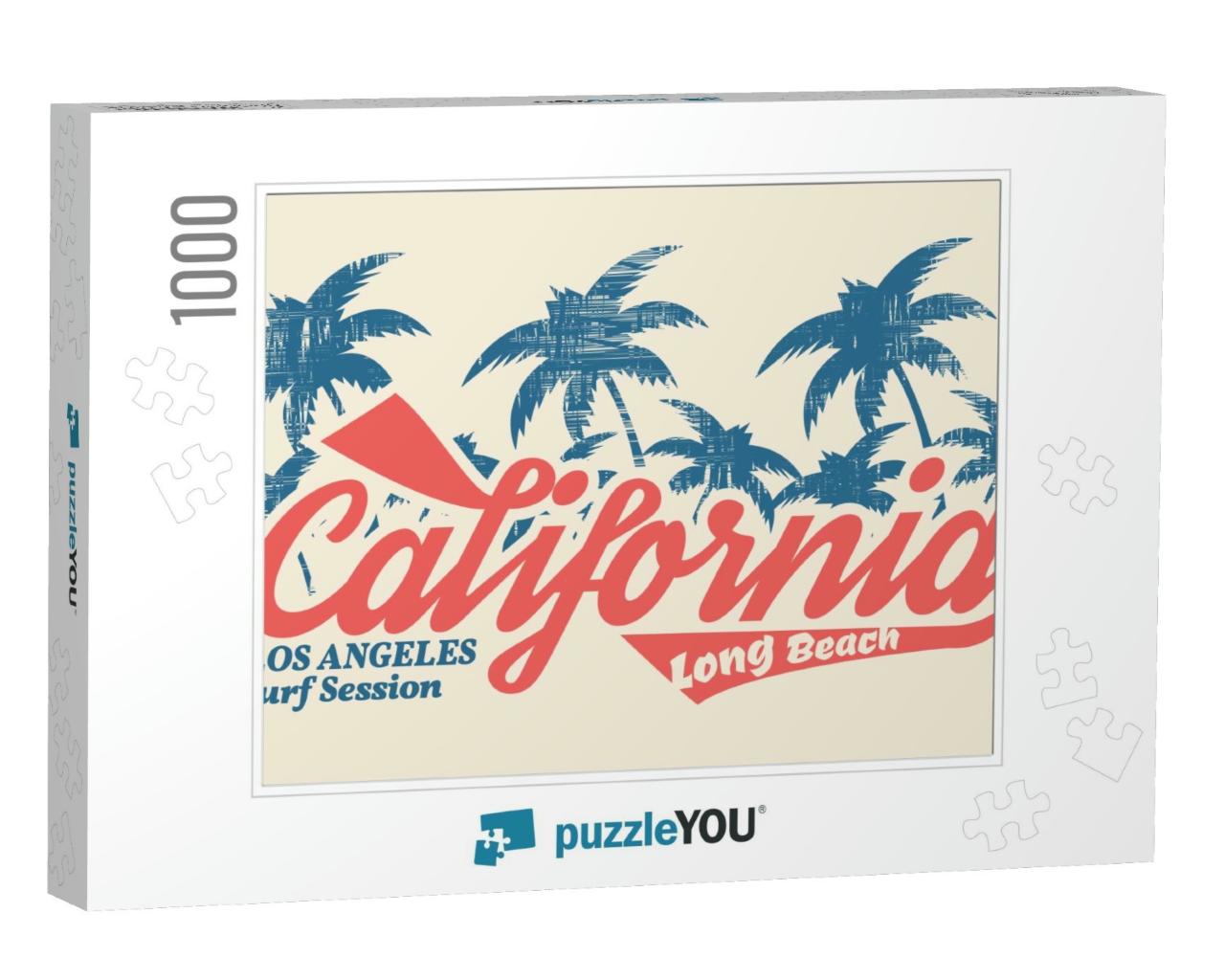 Vector Illustration on the Theme of Surf & Surfing in Cal... Jigsaw Puzzle with 1000 pieces