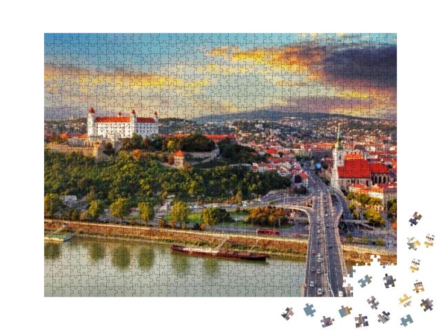 Bratislava At Sunset - Aerial View, Slovakia... Jigsaw Puzzle with 1000 pieces