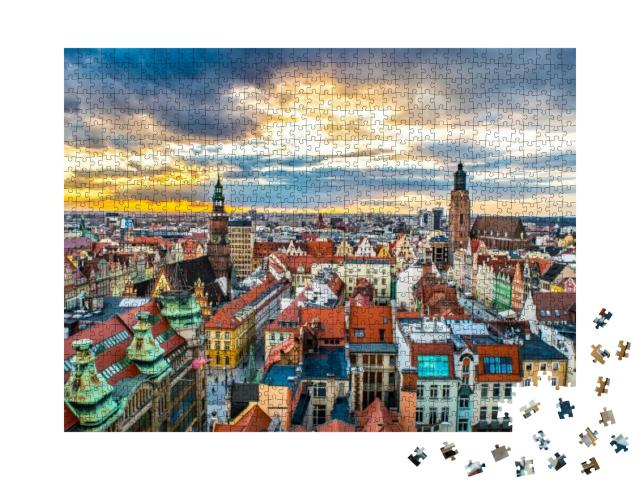 Sunset Over Wroclaw... Jigsaw Puzzle with 1000 pieces