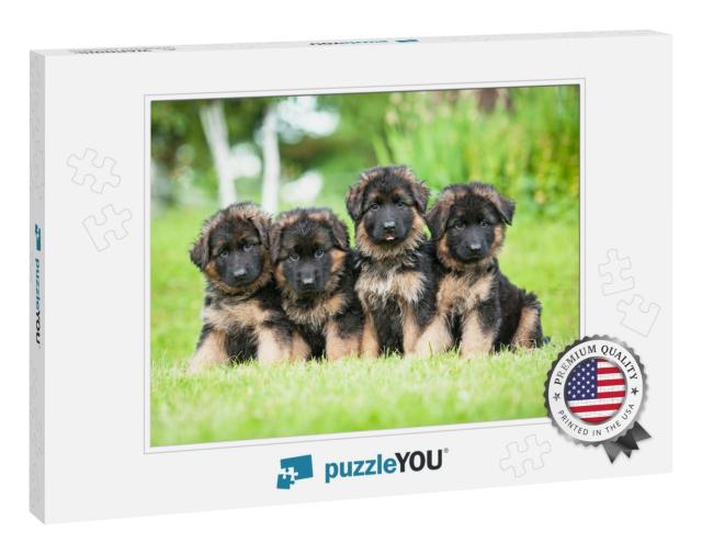 Group of Four Little German Shepherd Puppies... Jigsaw Puzzle