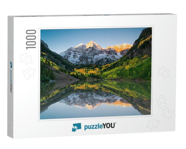 Sunrise At Maroon Bells Lake... Jigsaw Puzzle with 1000 pieces