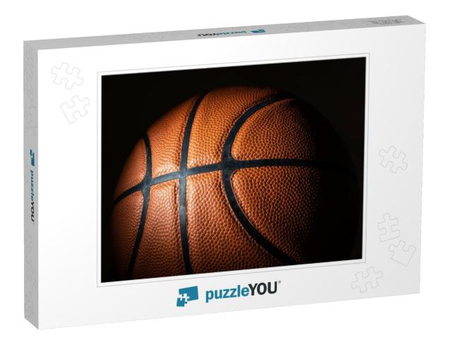 A Close-Up of a Leather Basketball on White... Jigsaw Puzzle