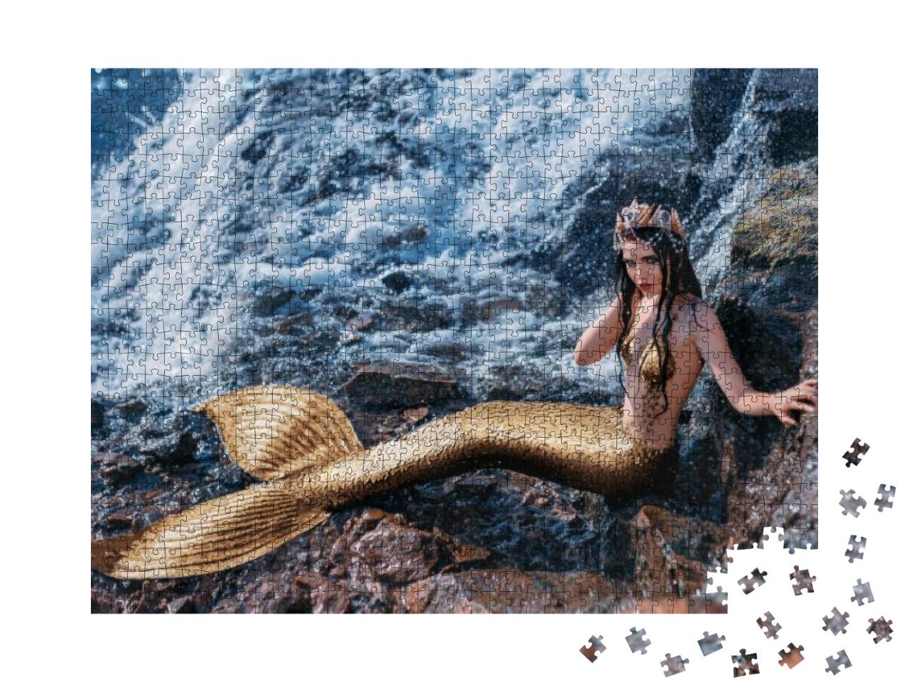 Fantasy Woman Real Mermaid Myth Goddess of Sea. Art Goldf... Jigsaw Puzzle with 1000 pieces