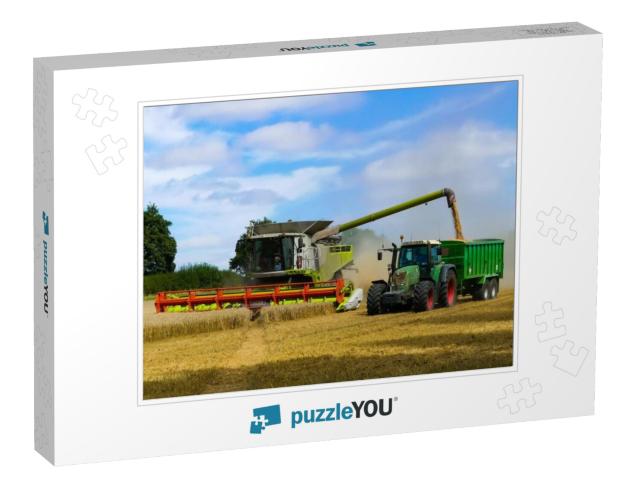 Tractor with Trailer Working in Tandem Alongside a Workin... Jigsaw Puzzle