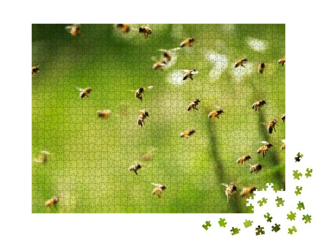 Swarm of Bees in Flight on a Nice Sunny Day... Jigsaw Puzzle with 1000 pieces