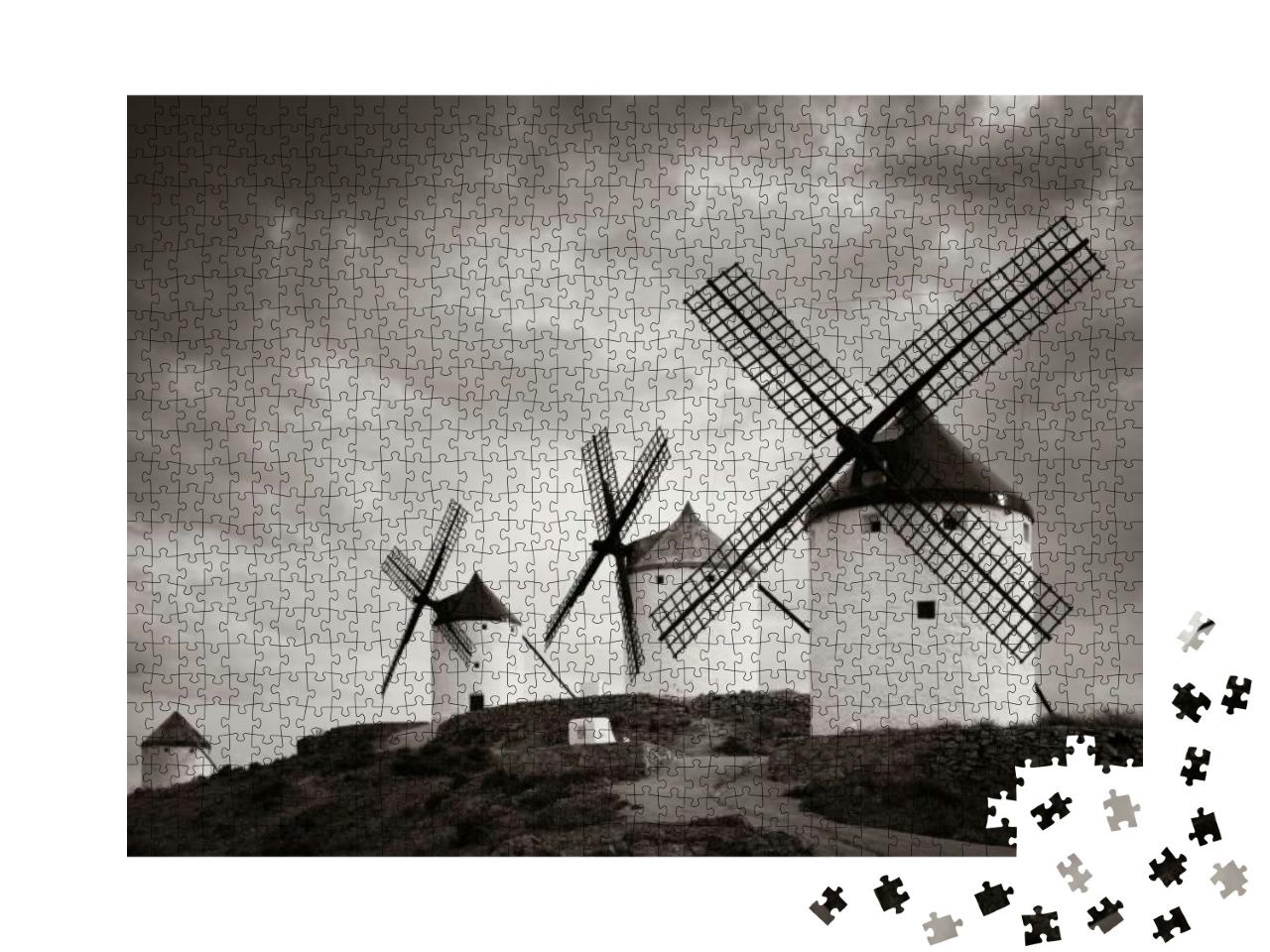 A Group of Windmill in Consuegra Near Toledo in Spain... Jigsaw Puzzle with 1000 pieces