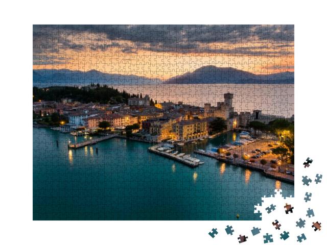 Aerial View of the Village of Sirmione on Garda Lake At S... Jigsaw Puzzle with 1000 pieces