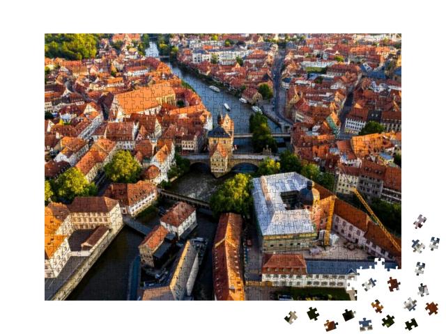 Aerial View, Old Town Hall on the Regnitz, Bamberg, Upper... Jigsaw Puzzle with 1000 pieces