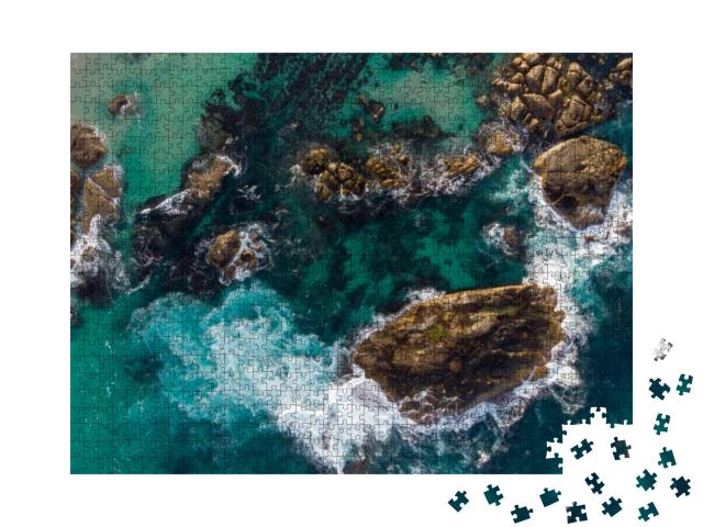 Aerial View of Rocky Coastline, Greens Pool Beach, Crysta... Jigsaw Puzzle with 1000 pieces