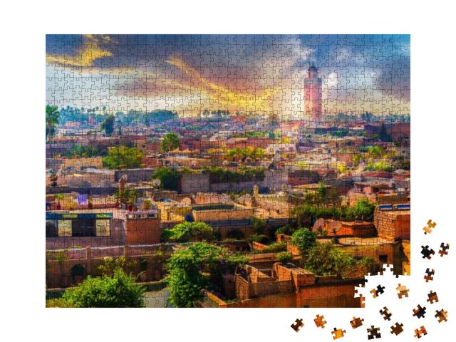 Panoramic Views of Marrakech Medina, Morocco... Jigsaw Puzzle with 1000 pieces