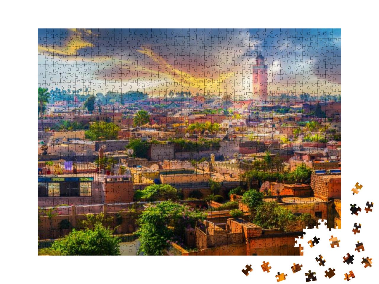 Panoramic Views of Marrakech Medina, Morocco... Jigsaw Puzzle with 1000 pieces