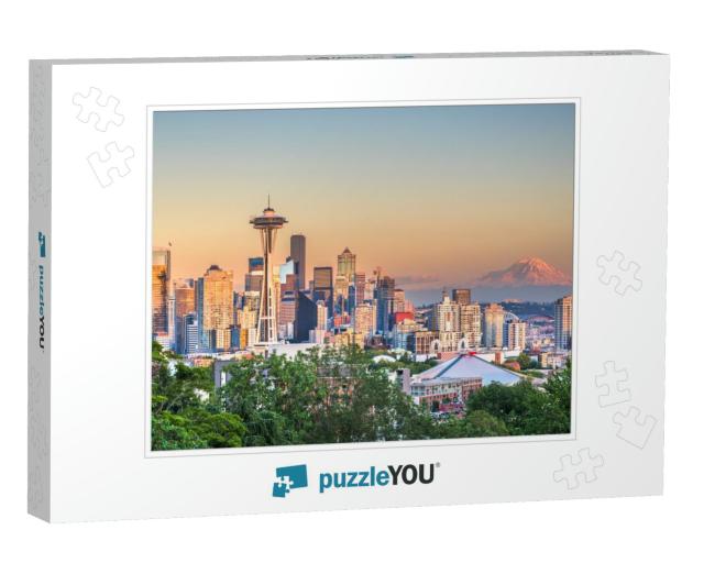 Seattle, Washington, USA Downtown City Skyline At Dusk... Jigsaw Puzzle