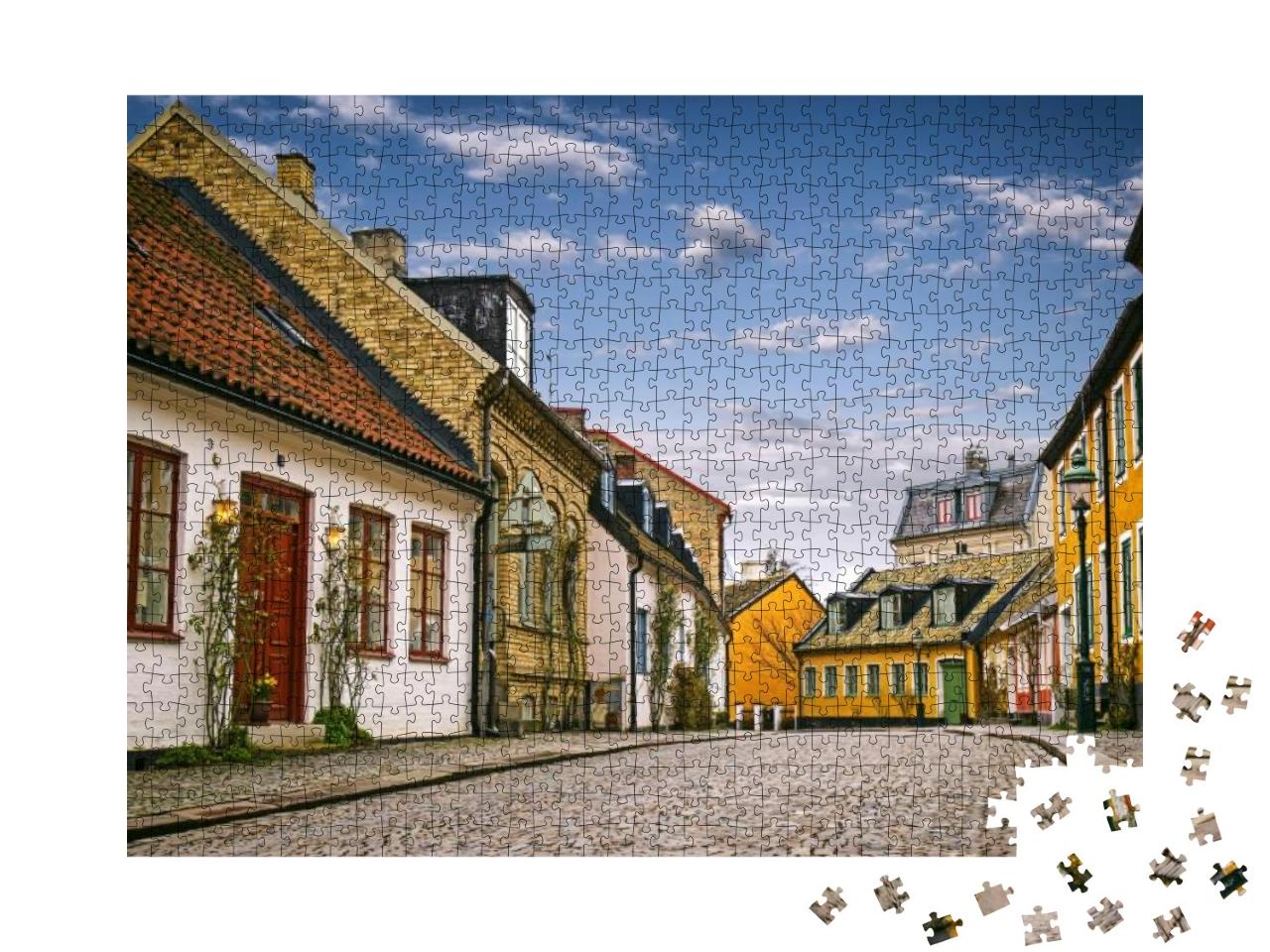 A Street with Old Buildings in the Downtown of Lund, Swed... Jigsaw Puzzle with 1000 pieces