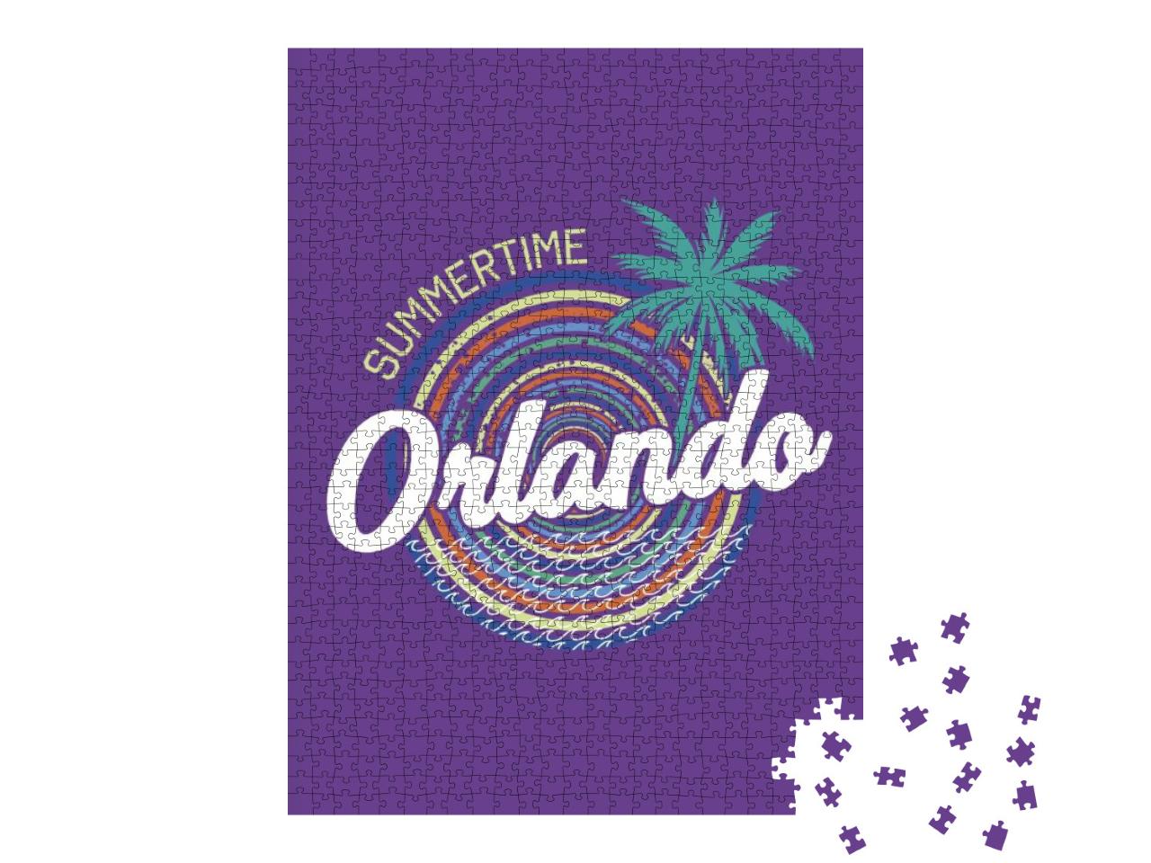 Orlando Summertime Circle Palm Tree Vector Colorful... Jigsaw Puzzle with 1000 pieces
