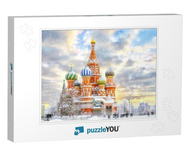Sunny and Snowy at St. Basil's Cathedral Jigsaw Puzzle