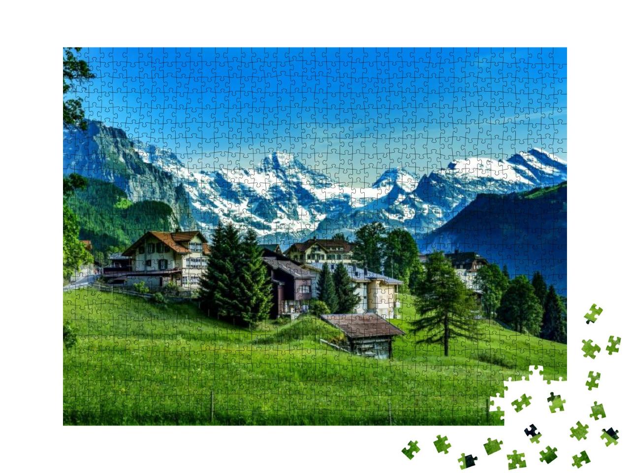 Swiss Alps with Jungfraujoch... Jigsaw Puzzle with 1000 pieces