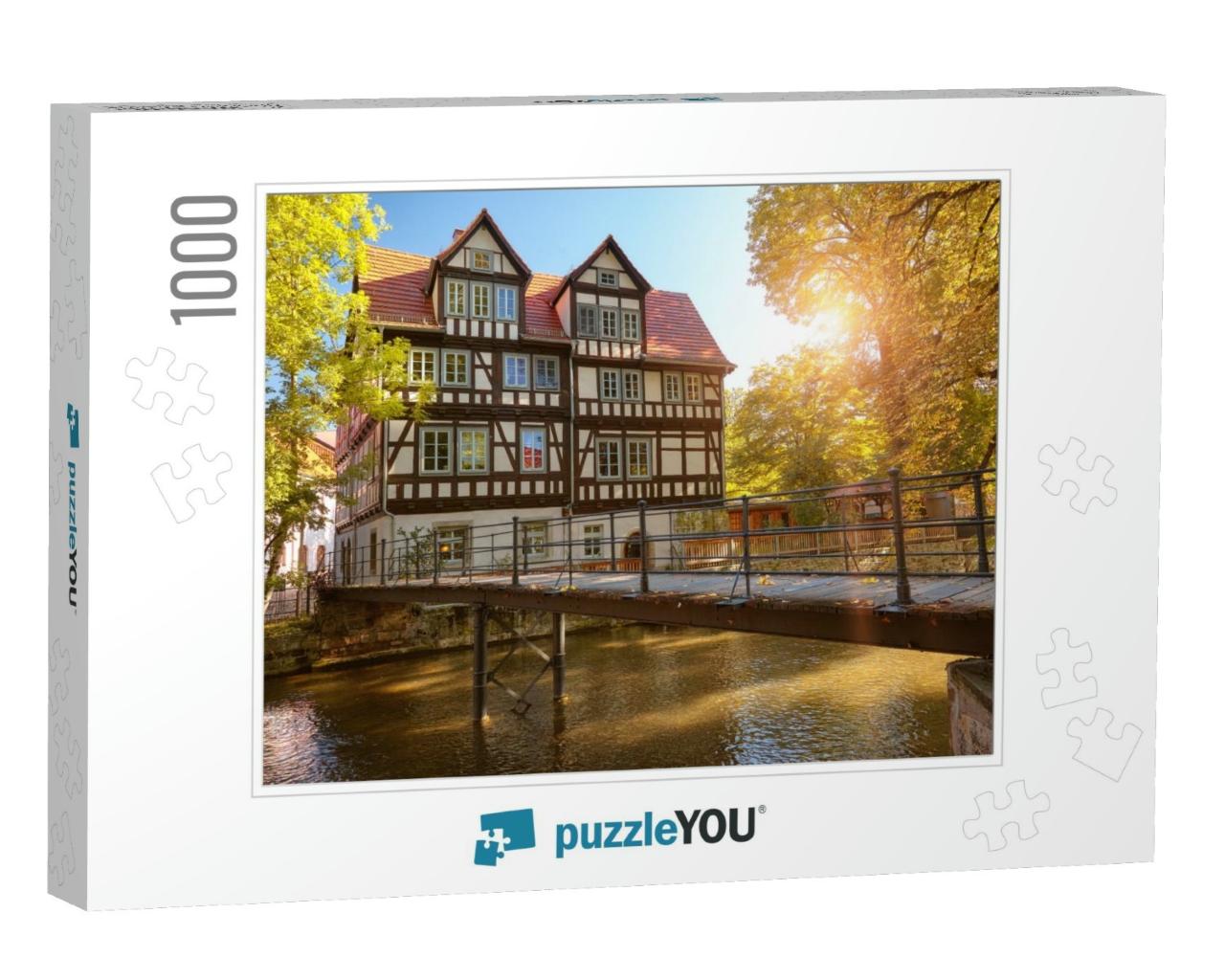 Historical Timber House by Gera River in Erfurt, Main Cit... Jigsaw Puzzle with 1000 pieces