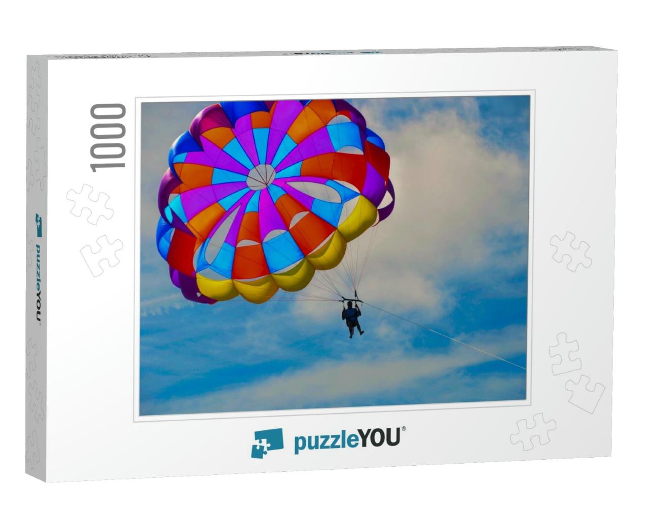 Close Up Picture of a Person in the Sky with Colorful Par... Jigsaw Puzzle with 1000 pieces