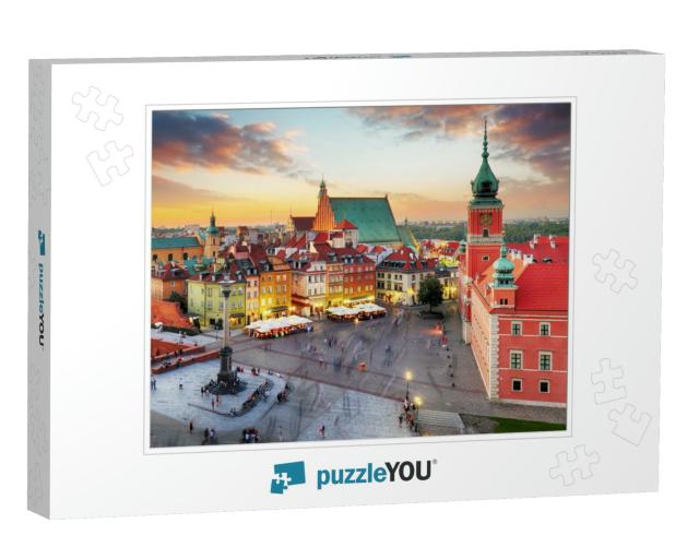 Night Panorama of Old Town in Warsaw, Poland... Jigsaw Puzzle