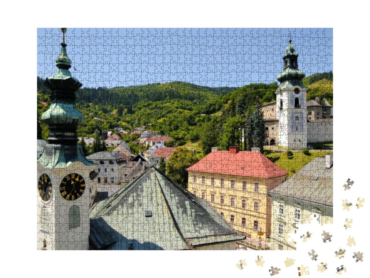 Banska Stiavnica City Hall & Behind the Old Castle... Jigsaw Puzzle with 1000 pieces