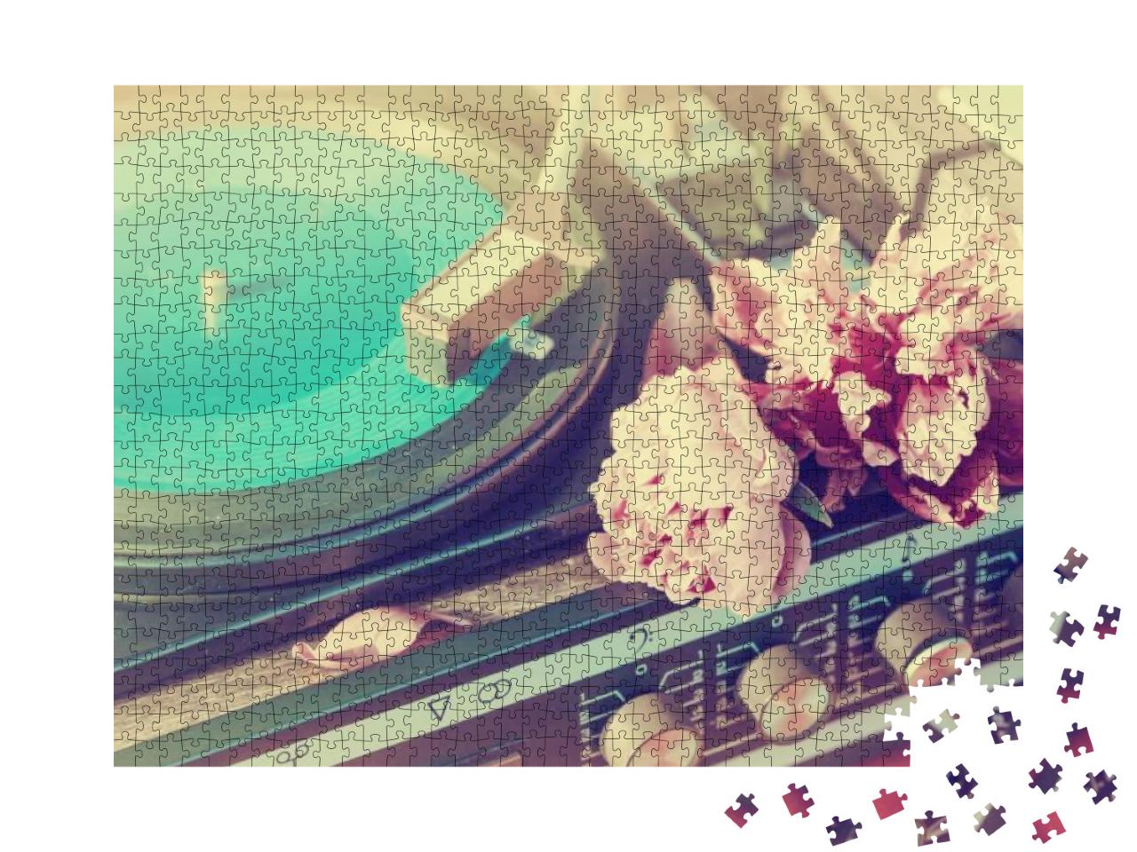 Old Vintage Good Looking Turntable Playing a Track with V... Jigsaw Puzzle with 1000 pieces