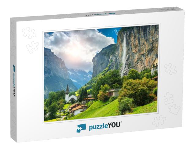 Amazing Touristic Alpine Village with Famous Church & Sta... Jigsaw Puzzle